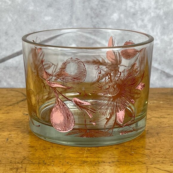 Vtg Midcentury MCM Glass Ice Bucket Passion Flower - Picture 3 of 8